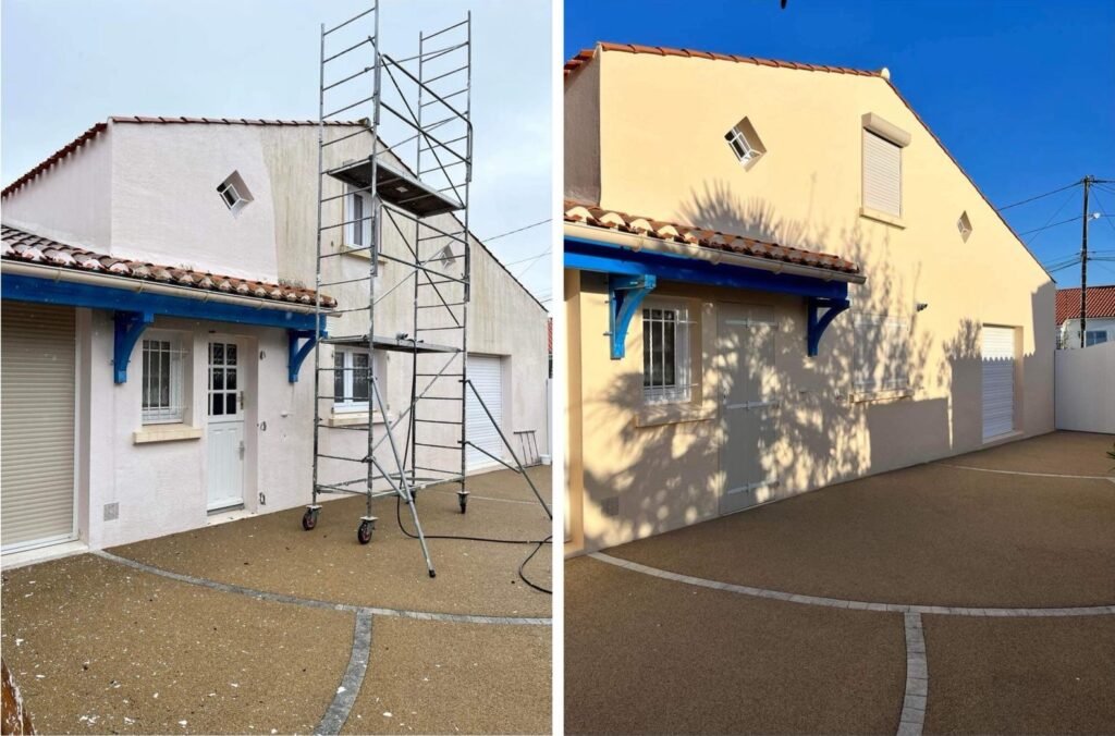 Présentation d'une maison avant et après les travaux de peinture extérieure