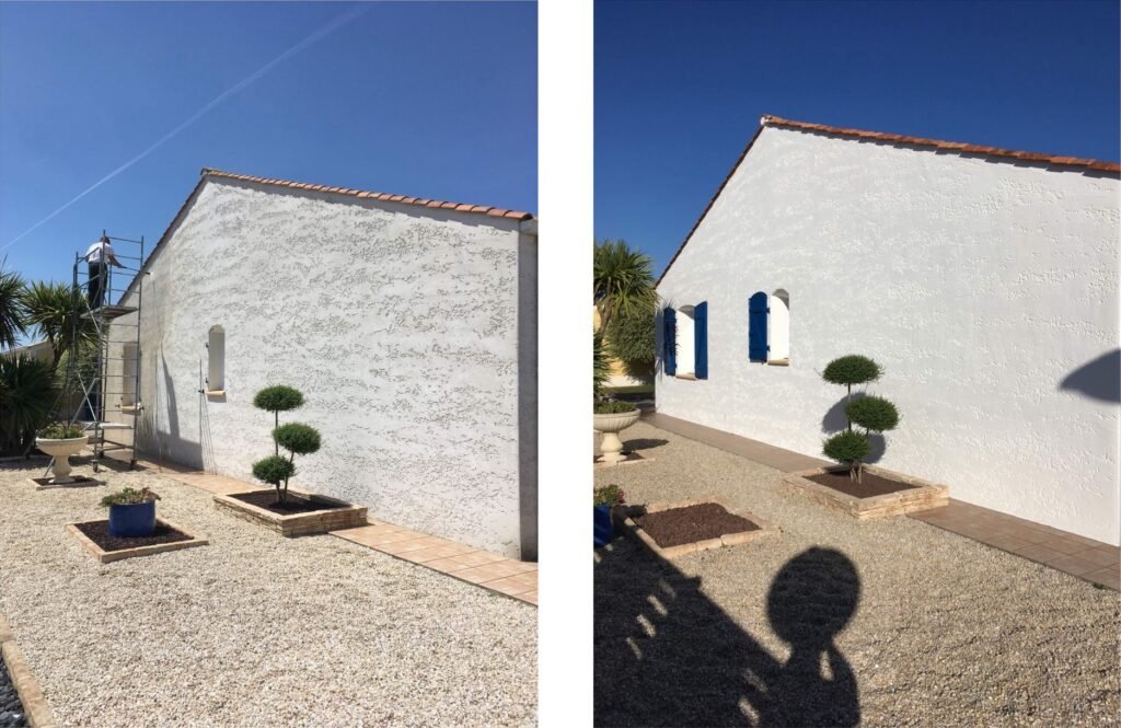 Présentation d'une maison avant et après les travaux de peinture extérieure