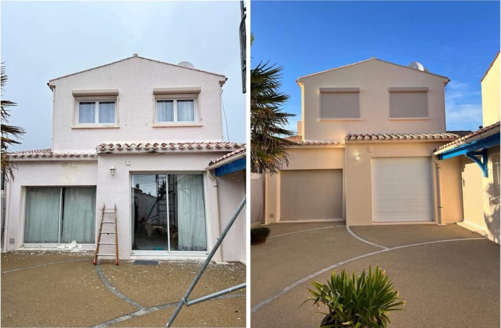 Présentation d'une maison avant et après les travaux de peinture extérieure