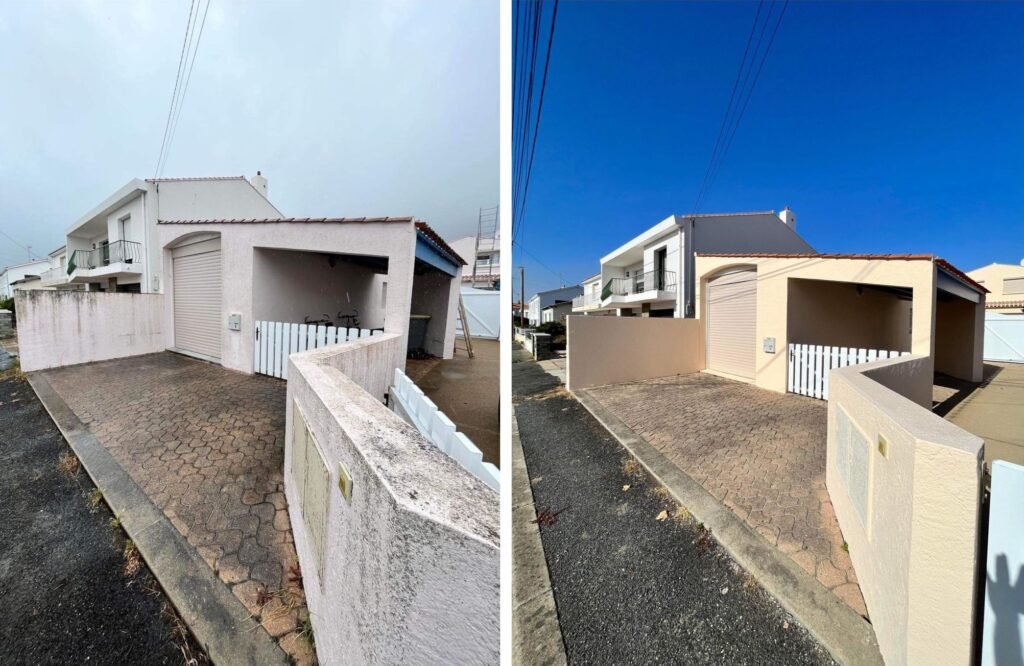 Présentation d'une maison avant et après les travaux de peinture extérieure